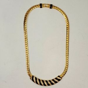 1980s black and gold vintage DSC collar necklace